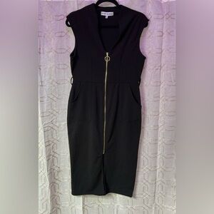 Almost Famous Black Gold Sheath Midi Dress